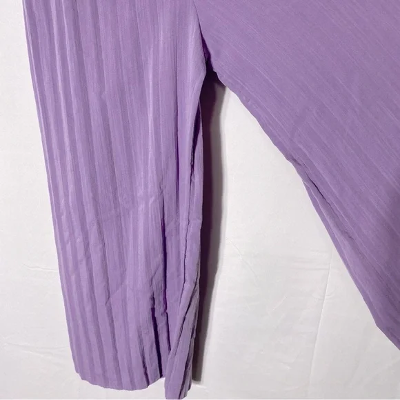 Women’s Lilac Purple Wide Pleated Leg Jumpsuit With Puff Sleeves S - Picture 8 of 16